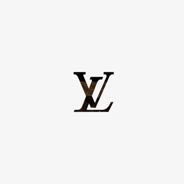 logo LV Stylised Louis Vuitton logo in brown and gold on a white background.